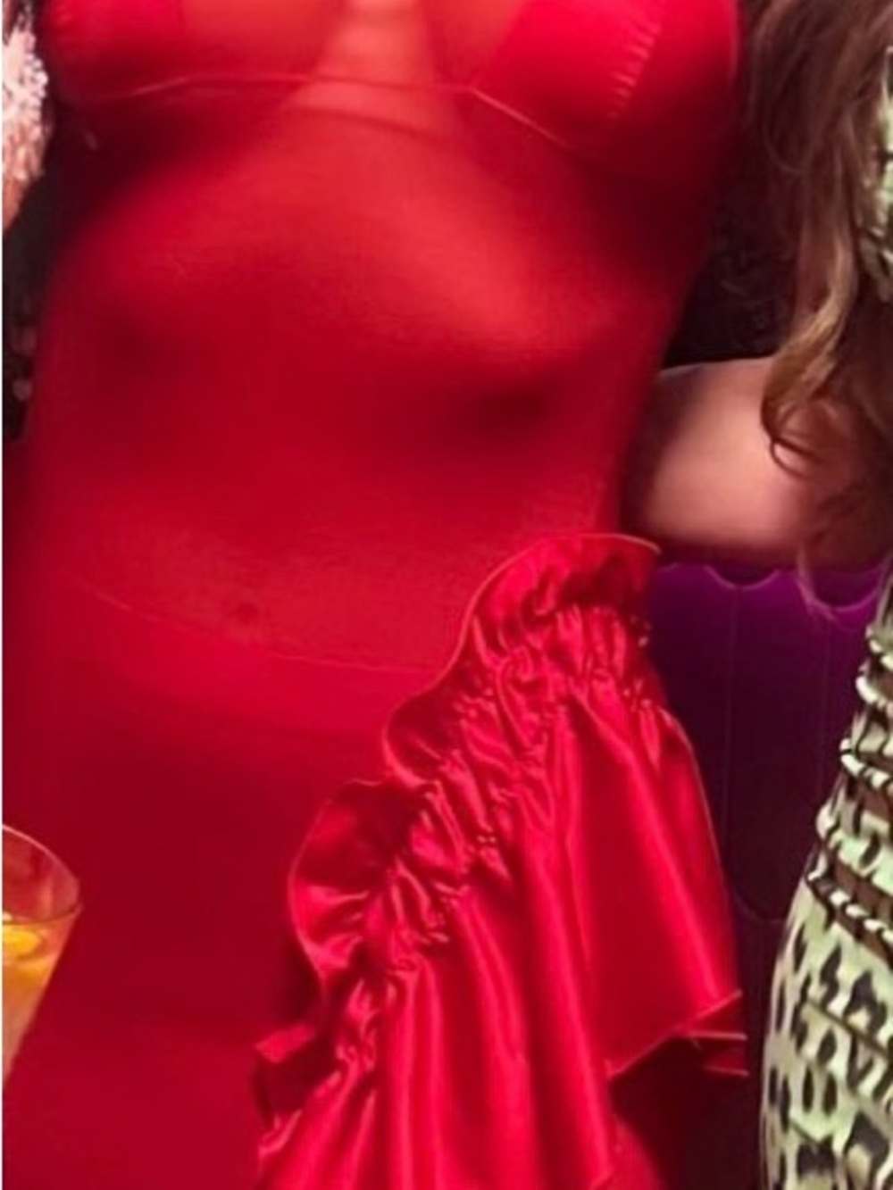 Red Ruffle Mesh Slip Dress - Picture 3 of 3